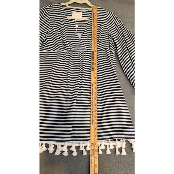 STS Sail to Sable Nautical‎ Blue & White Striped Tunic Tassel 100% Cotton XS NWT - Picture 3 of 11